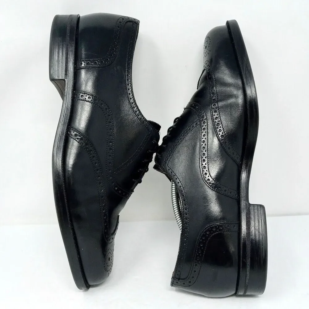 Florsheim Comfortech Wingtip Oxford Shoes Size 10 Made in USA Black Leather